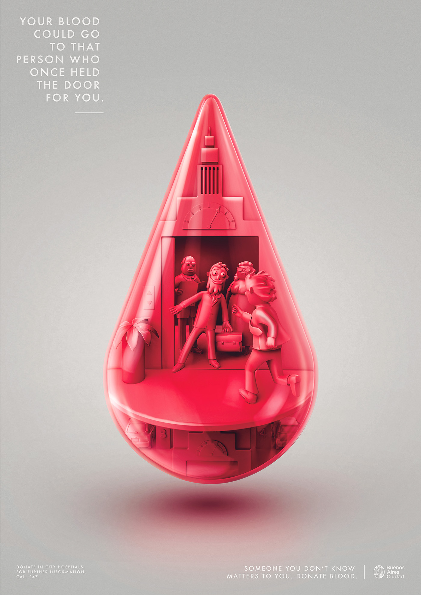 blood donation poster modeling 3D characters Advertising  campaign