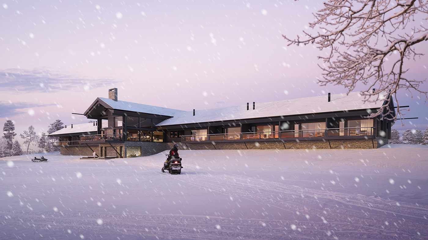 3D archviz CGI finland lithuania Outdoor snow visualization viz vizualisation