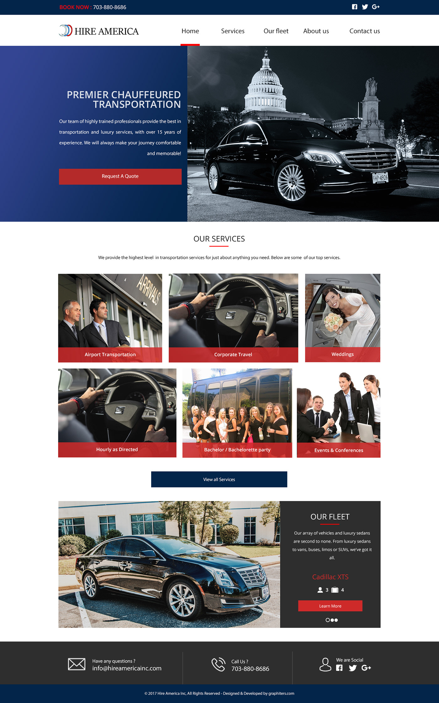 Chauffeur website website development Web Design  UI ux Hire America web design services Web design transportation web graphics