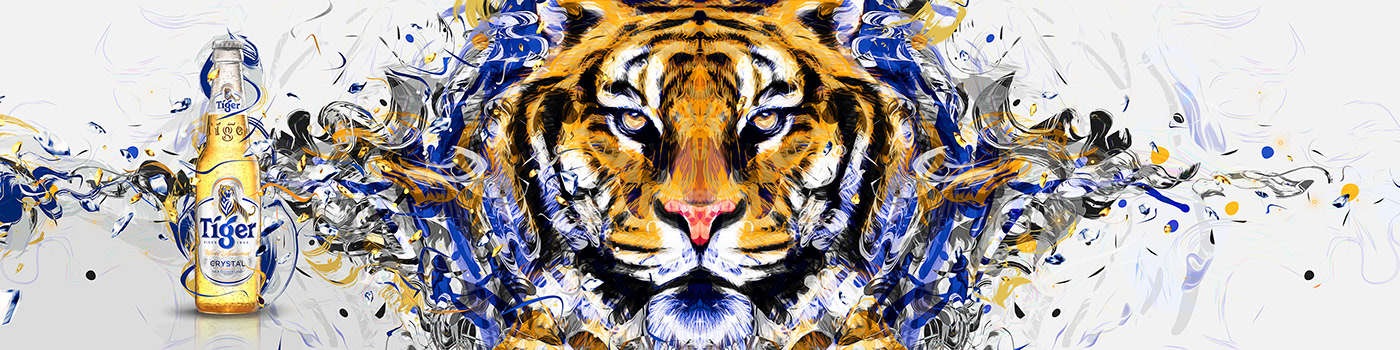 animal asia beer brand drink fierce key visual painting   tiger vector