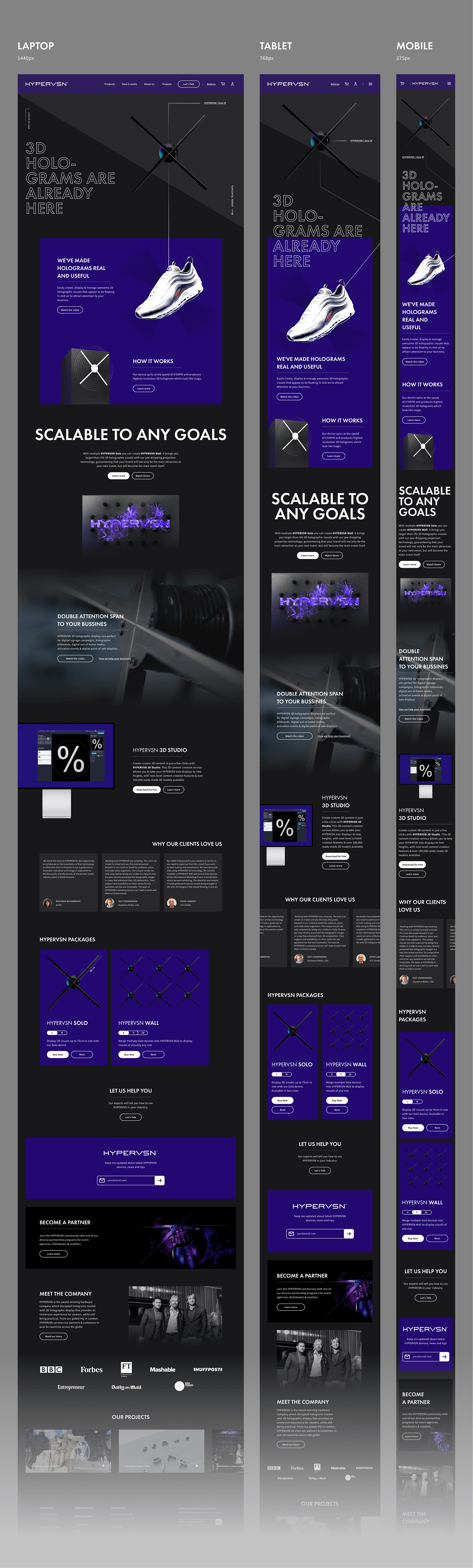 Hypervsn Web ux Holograms landing redesign Case Study bold Minimalism