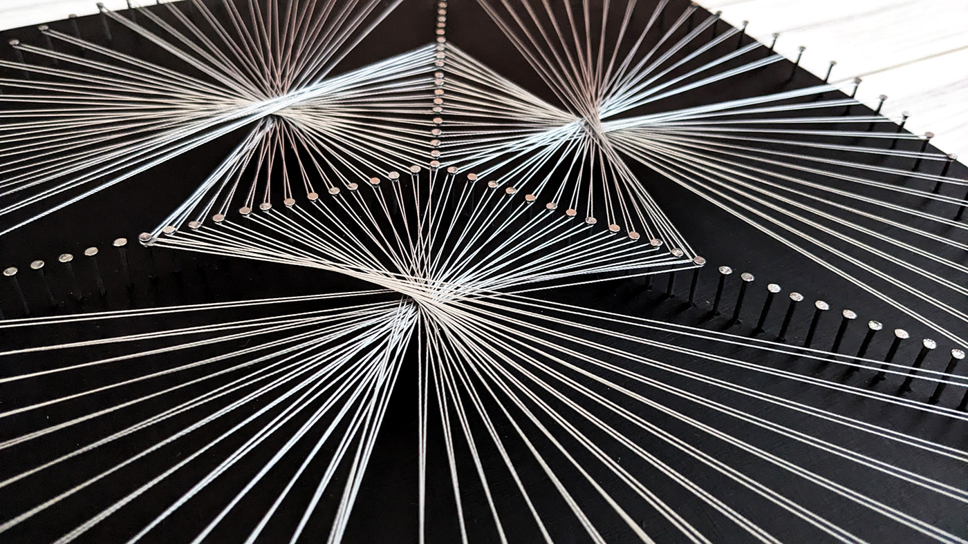 string art wall decor art Crystal Art 3D sacred geometry Mandala abstract Silver and black string art diamond
