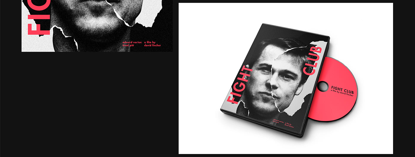graphic design  art fight club redesign cover design Brad Pitt Edward Norton typography   poster movie