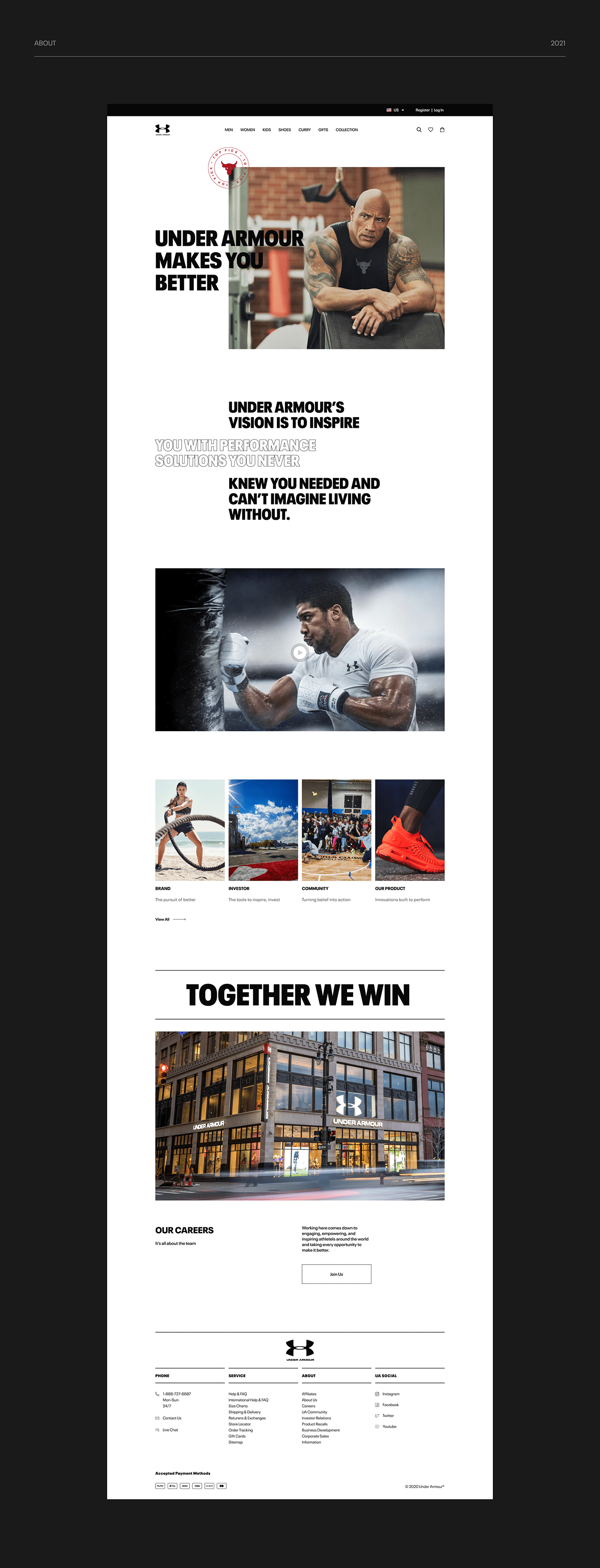 concept Ecommerce grid Minimalism redesign sport store Under Armour ux/ui Website