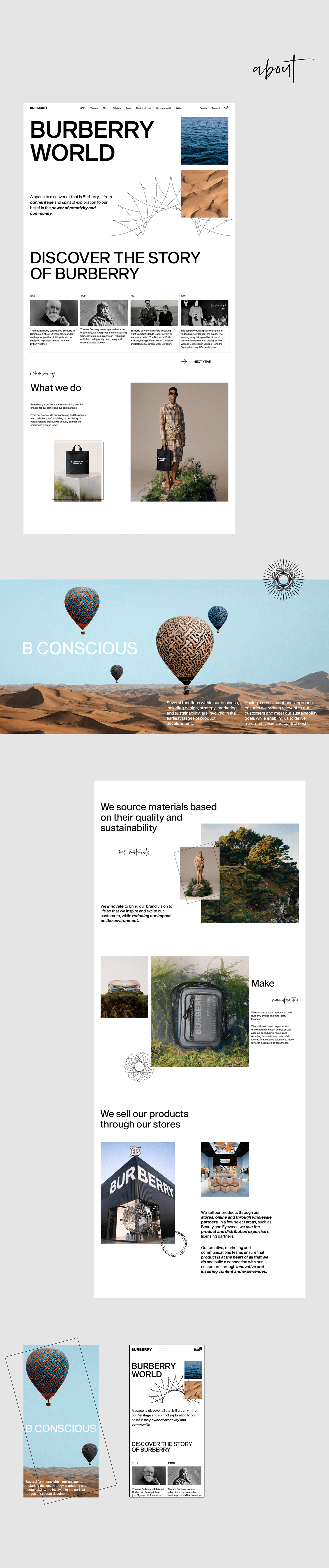 Burberry Fashion  ux/ui e-commerce Minimalism online store redesign redesign concept Web Design  Website