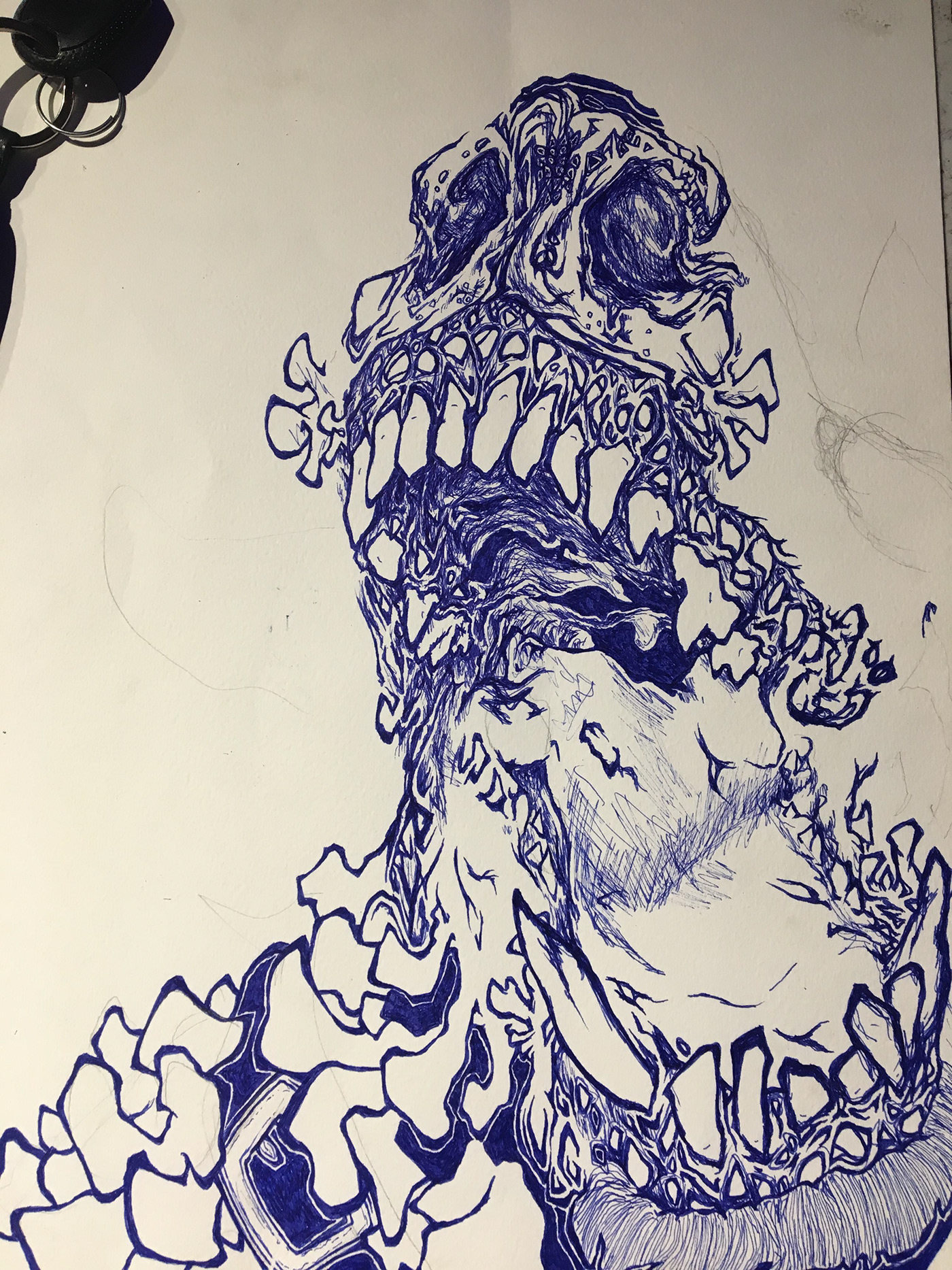 ink acrylic teeth extreme perspective bright colors linework detail surreal