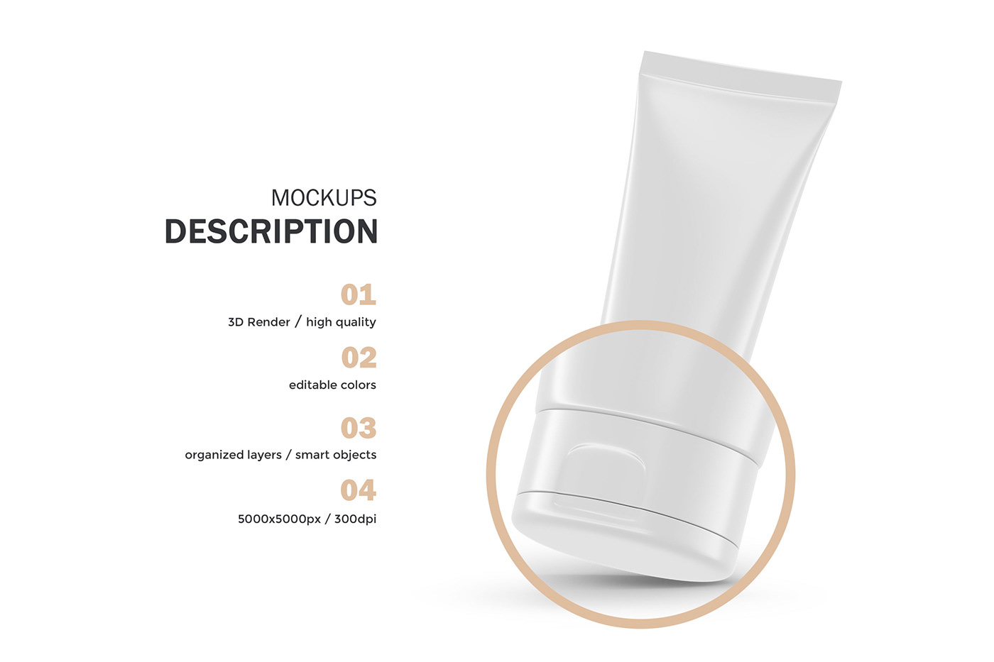 3D beauty Cosmetic Mockup plastic psd tube package visualization Render