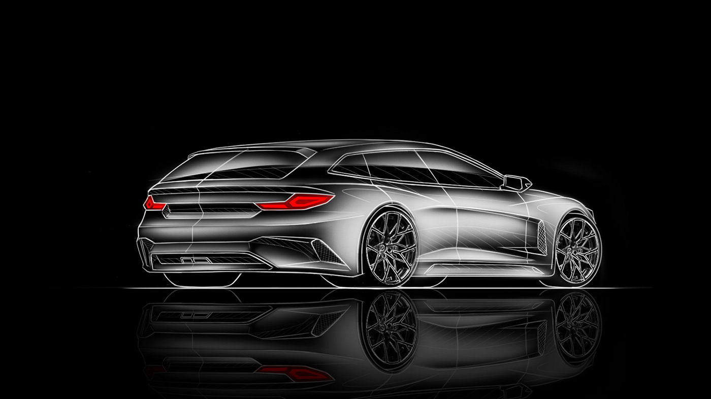 car design automotive   design rendering BMW stationwagon concept car
