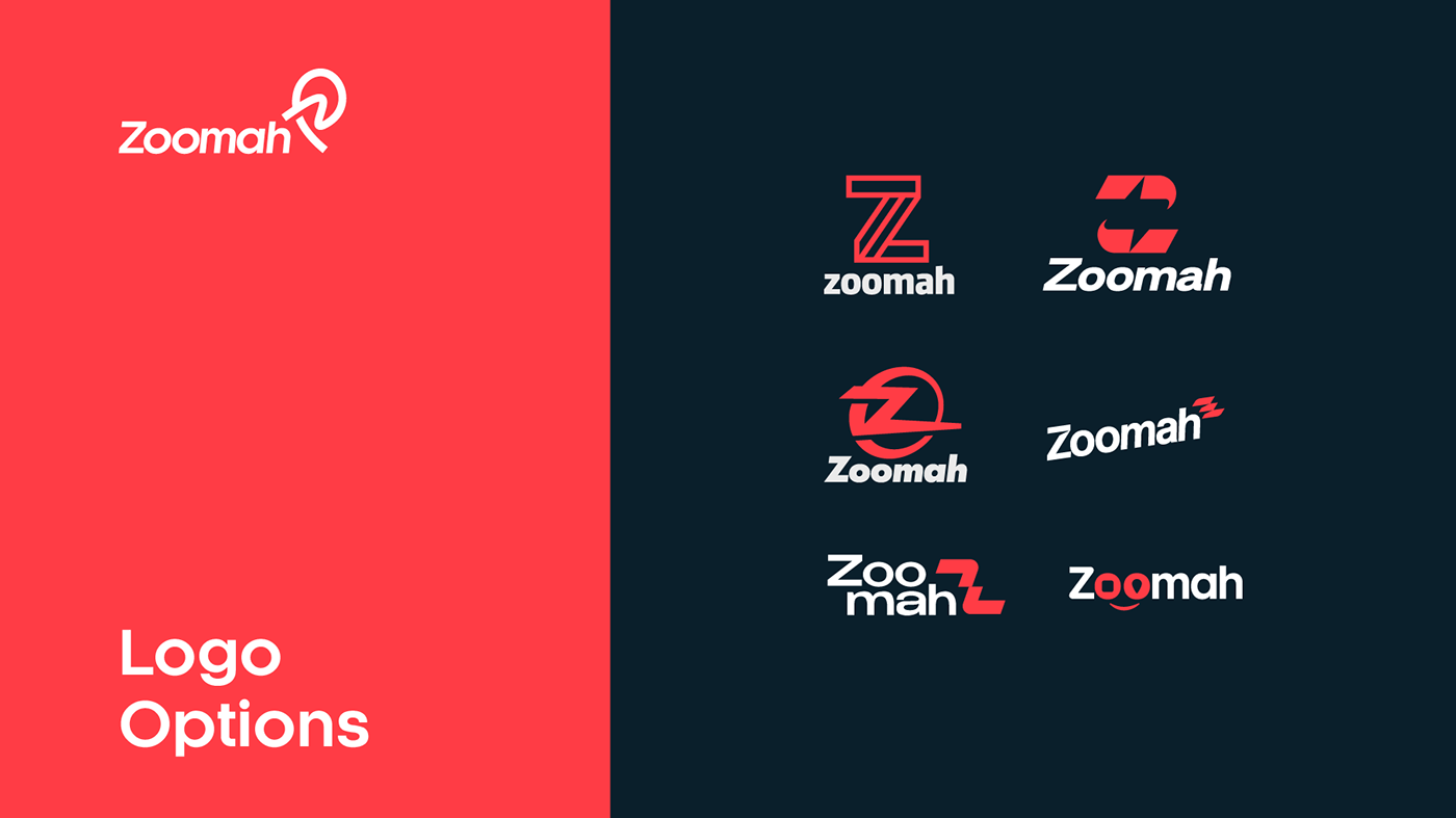 design brand identity visual identity design red zoom Playful logo Logo Design icon design  Logistics Logo