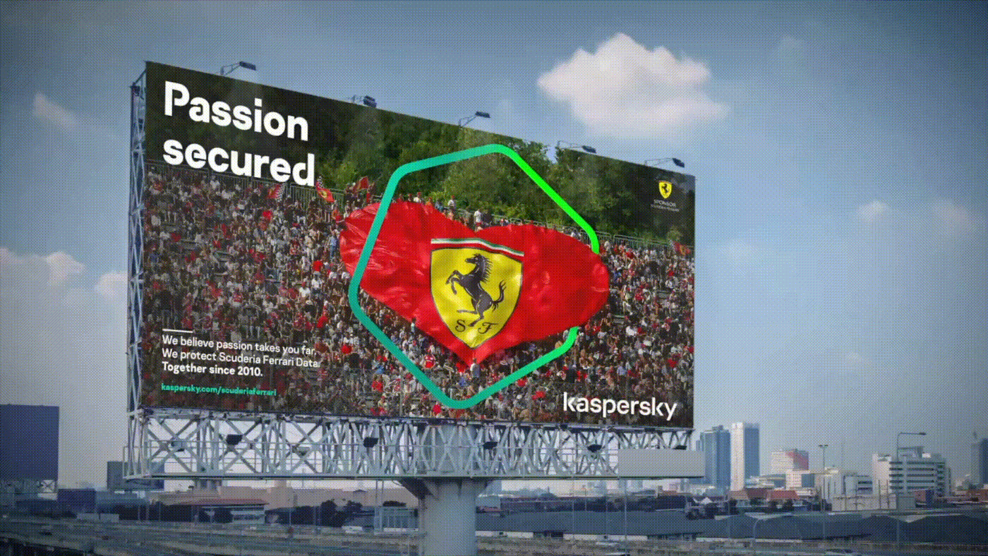 anniversary campaign FERRARI Kaspersky Scuderia Ferrari social media TV Commercial Website cybersecurity Formula 1 sponsor
