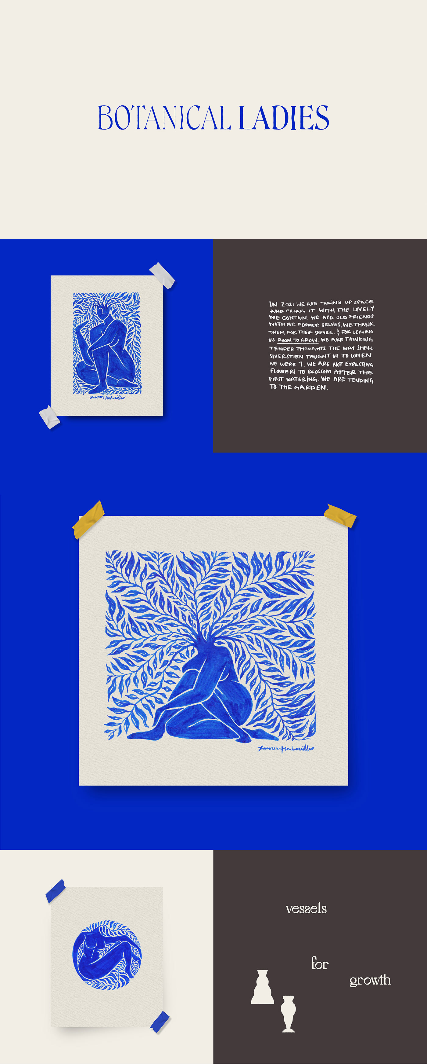 blue botanical handdone ILLUSTRATION  illustration series Illustrator Lady Lauren Hakmiller Plant texture