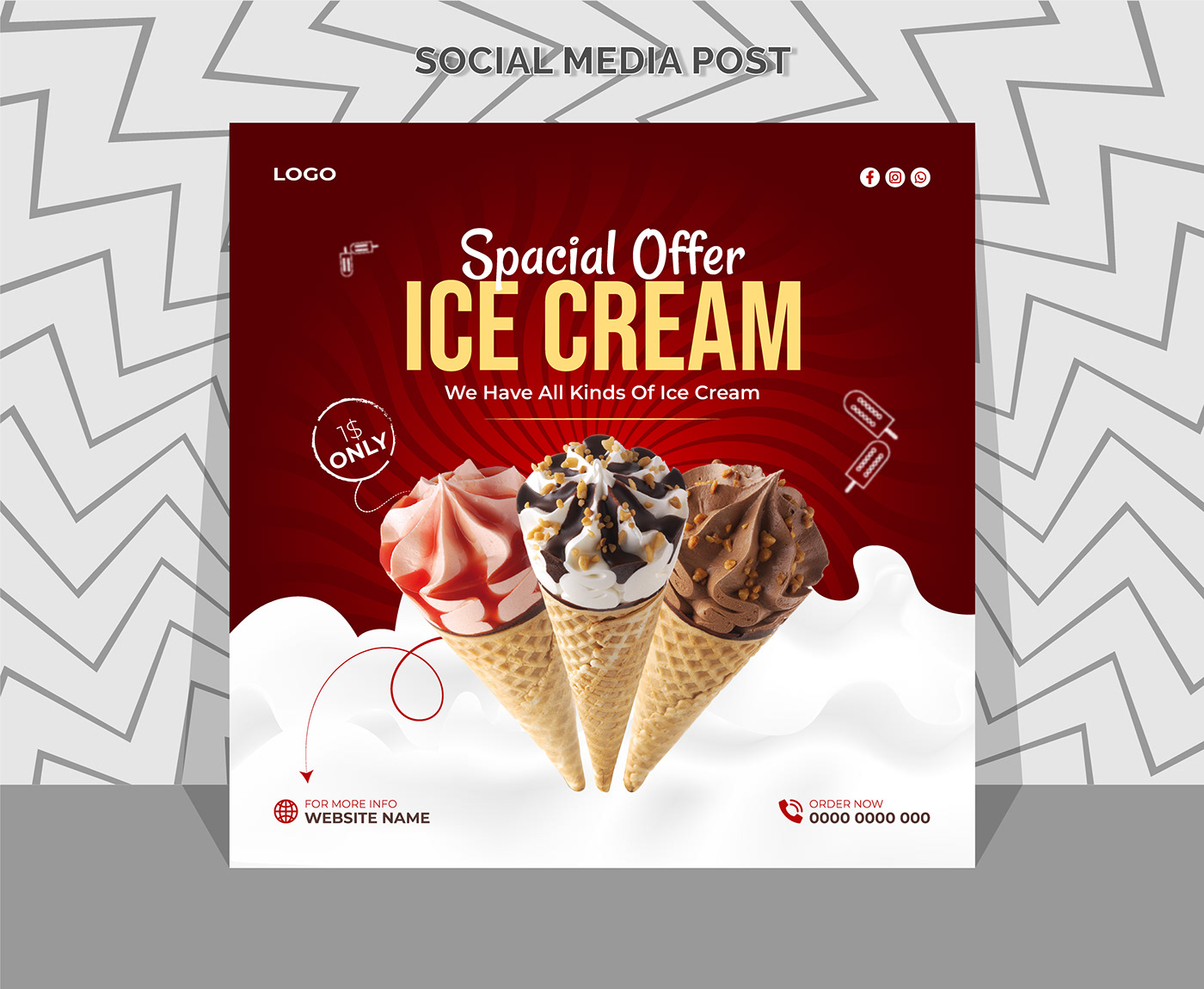 cone ice cream choclate sweet dessert discount creative Mordern