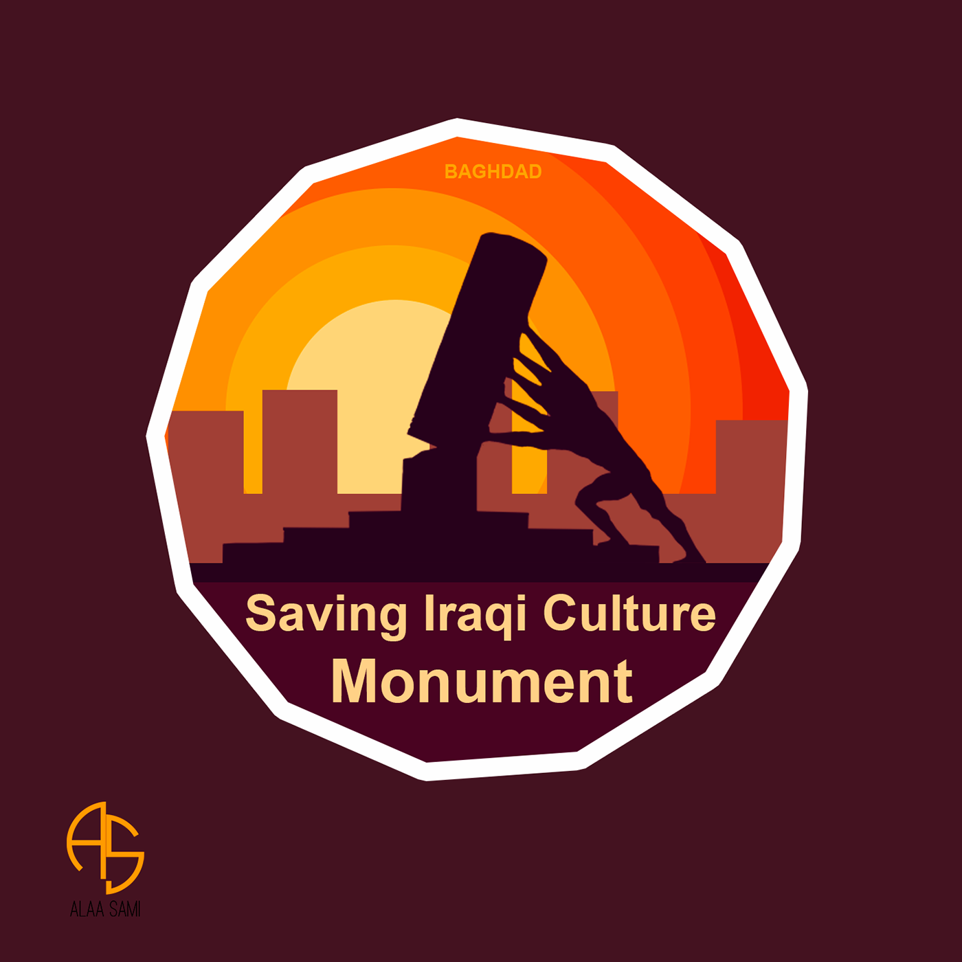 iraq logo design BAGHDAD Like معالم العراق monument info sunset cover creative Landmarks