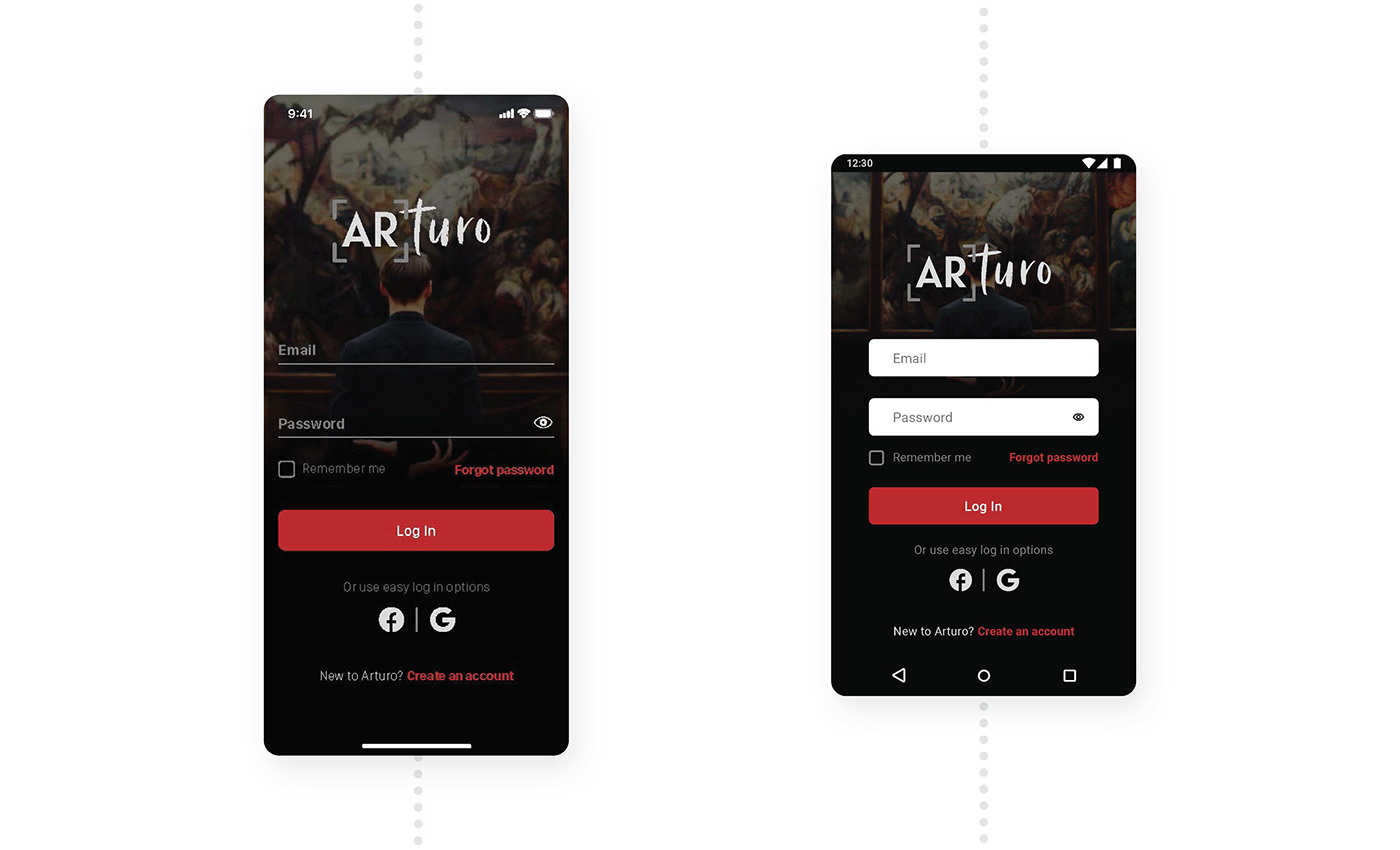 android app AR art app ios UI ux