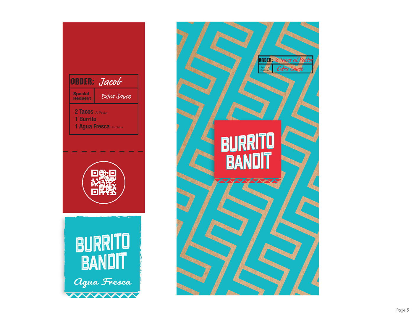 branding  cisneros designs Fast food Mexican Food mock up packaging design QR Code