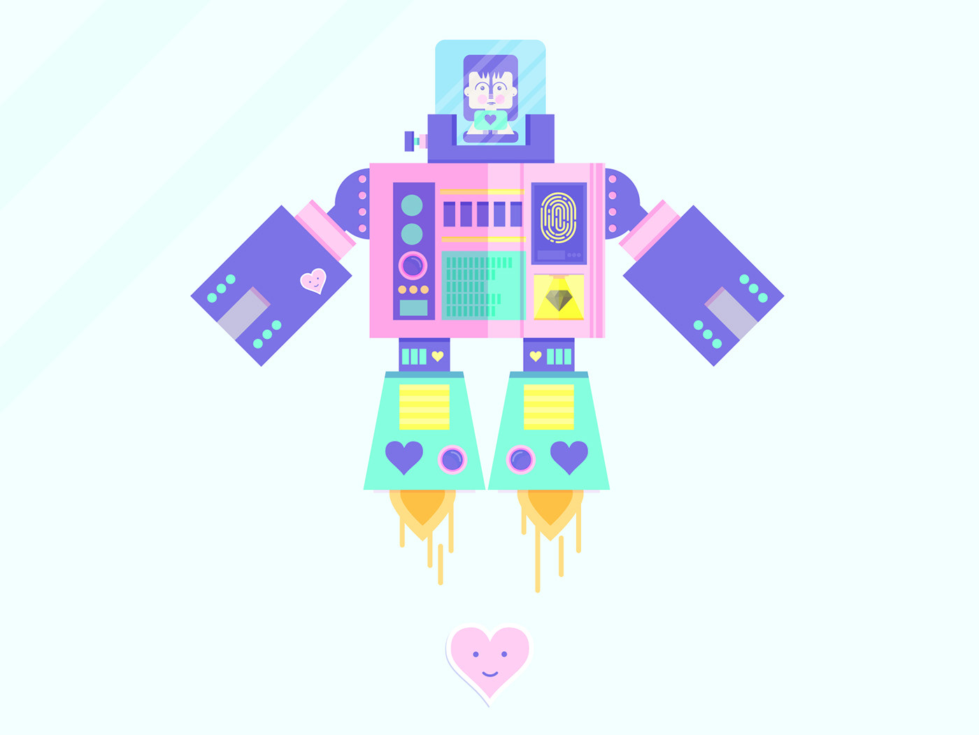Character robot girl Character design  ILLUSTRATION  cute colorful
