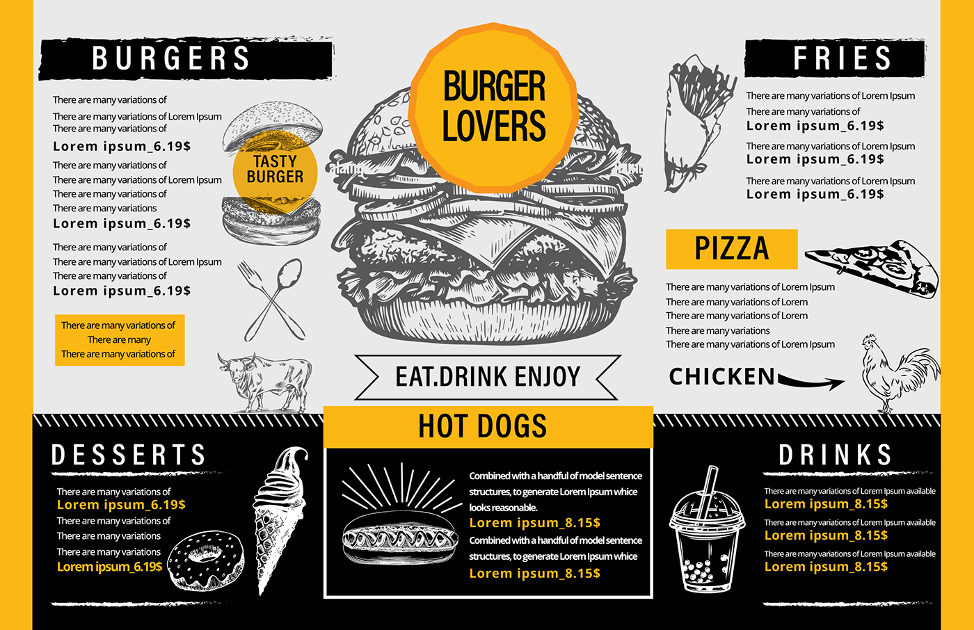 burger menu Cafe Menu Card creative menu food flyer food menu menu menu design price list restaurant menu