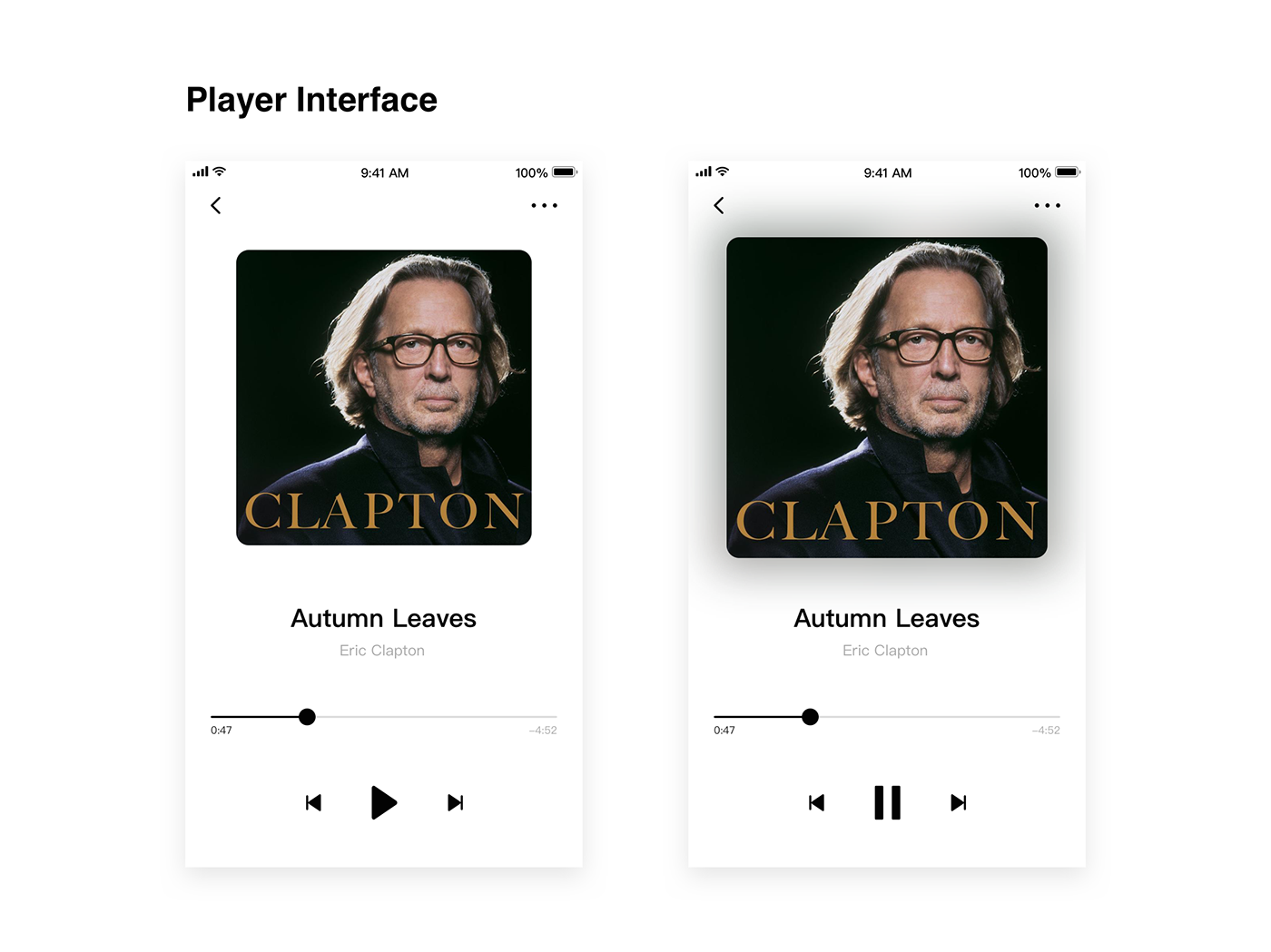 Minimalism music app UI design Interface simple iOS11 iphone8