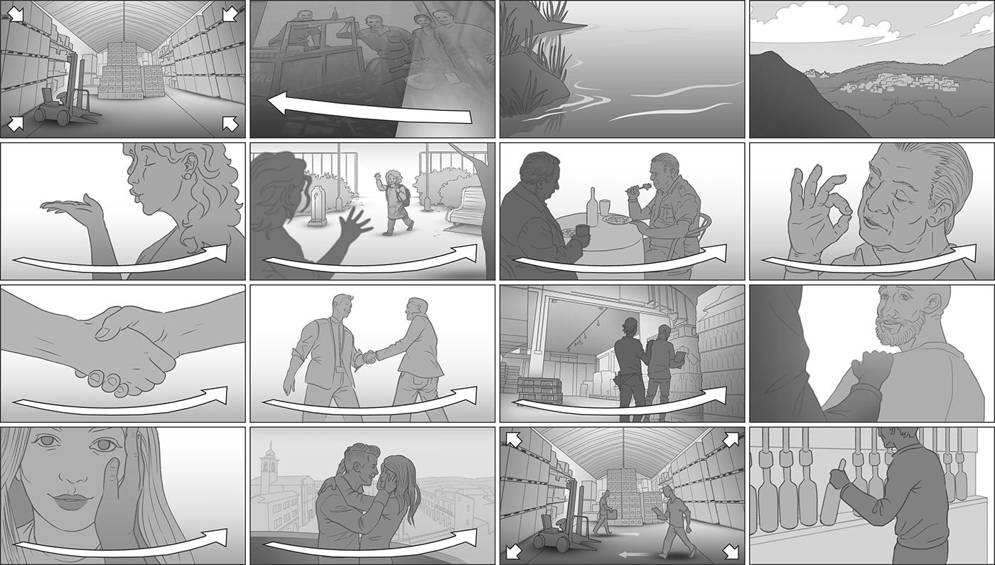 Advertising  drink Paoletti storyboard