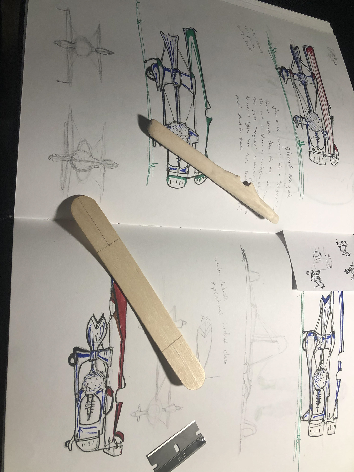 fantasy aircraft game project popsicle sticks  scratch built