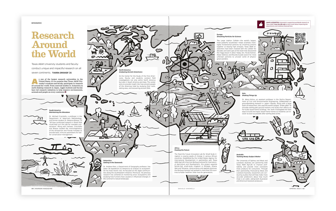 editorial illustrated map magazine map research science Students University