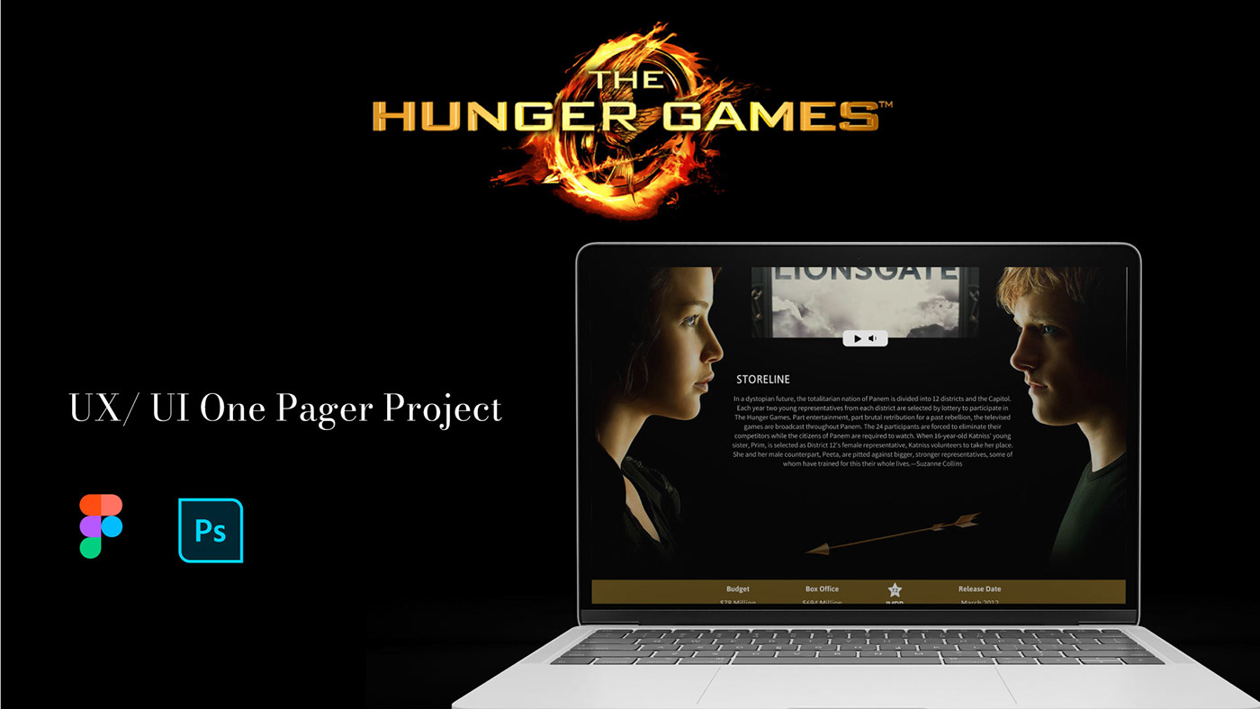 CaseStudy HungerGames movie Movies onepage website Onepager ui design ux/ui Web Design 