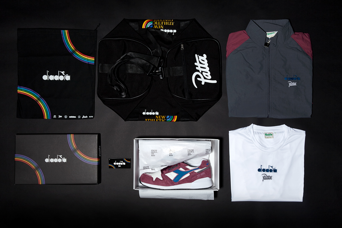 Packaging box shoes sneaker graphic black White Diadora Project capsule