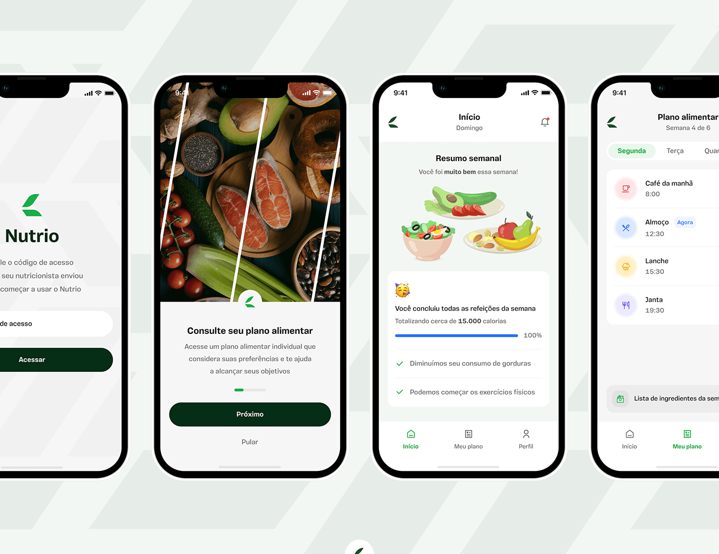 nutrition Mobile app user interface Health UI app green clean modern minimalist