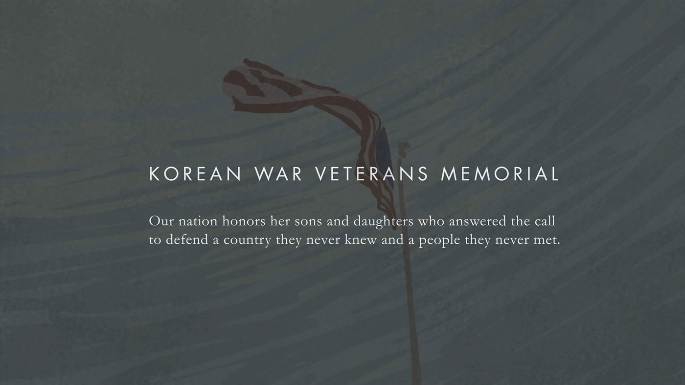 korean war veterans Memorial frame by frame digital illustration Korean War washington dc monument