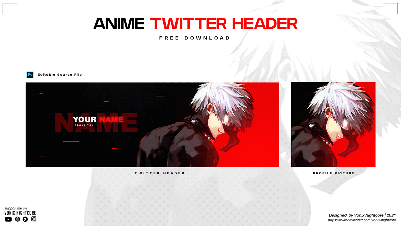 Free Anime banner with the theme of Tokyo Ghoul, The link is on my youtube channel