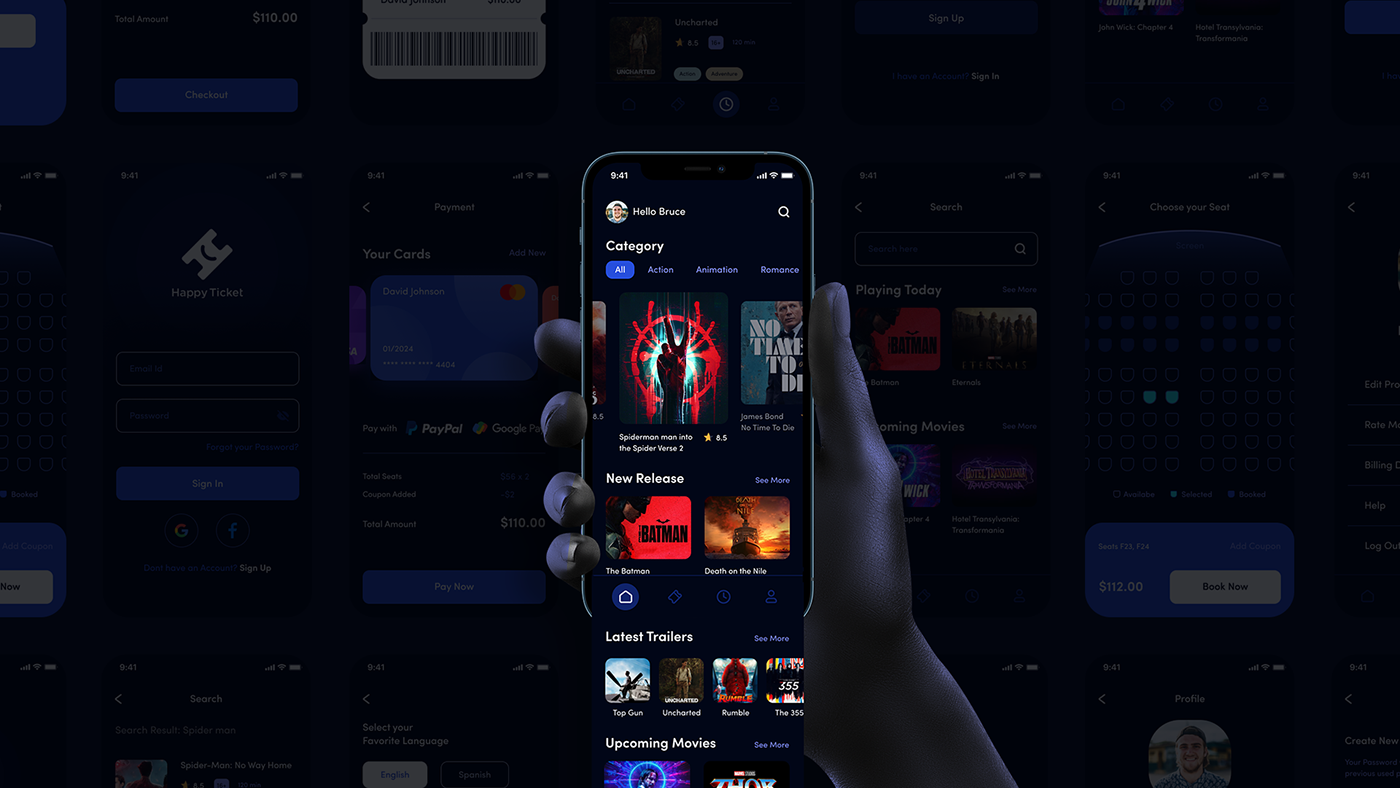 app app design Mobile app movie movie app ui kit UI/UX uiux user interface ux