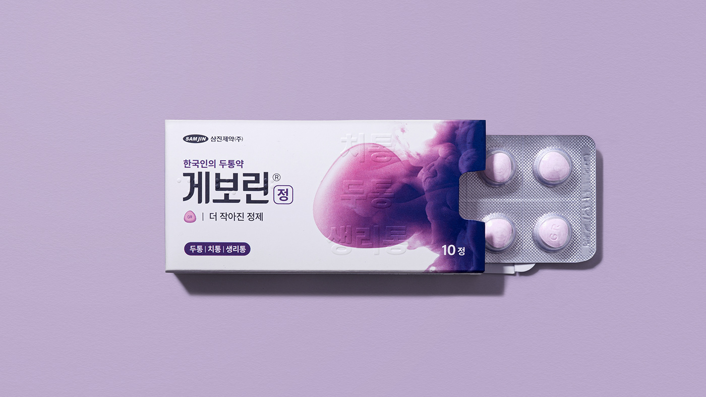 grafy GRAFYDESIGN packagedesign painkiller pharm Pharmaceutical tablet 게보린 Packaging 그래피디자인