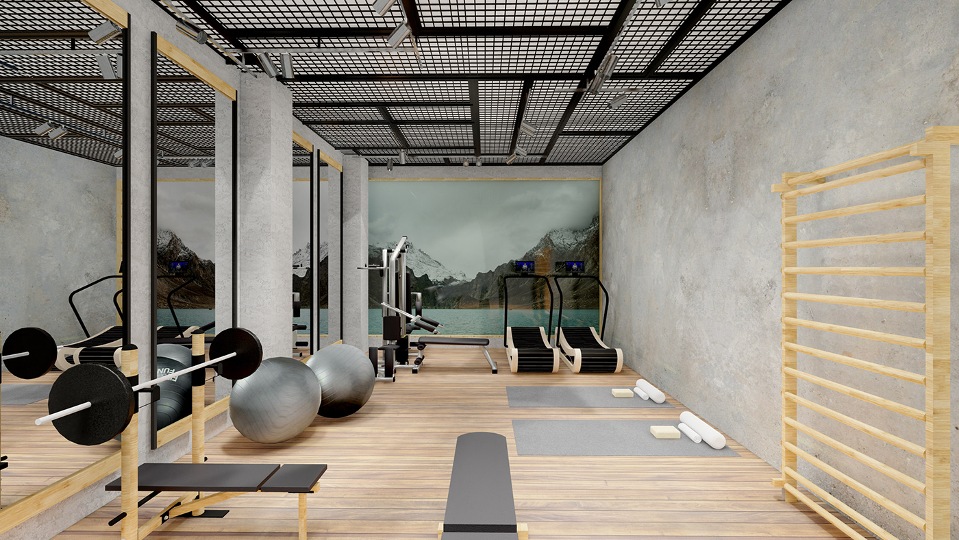 3D architecture gym Hunza indoor Interior interior design  Pakistan Render visualization