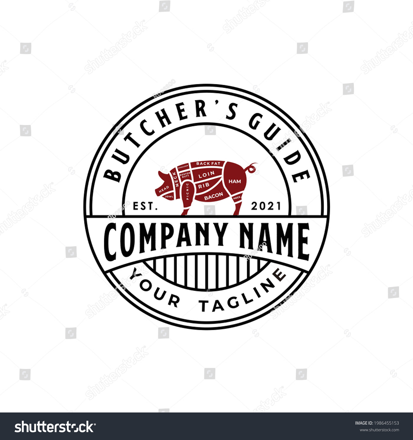 bacon boar buther cutting Javelina logo pig pork swine vector