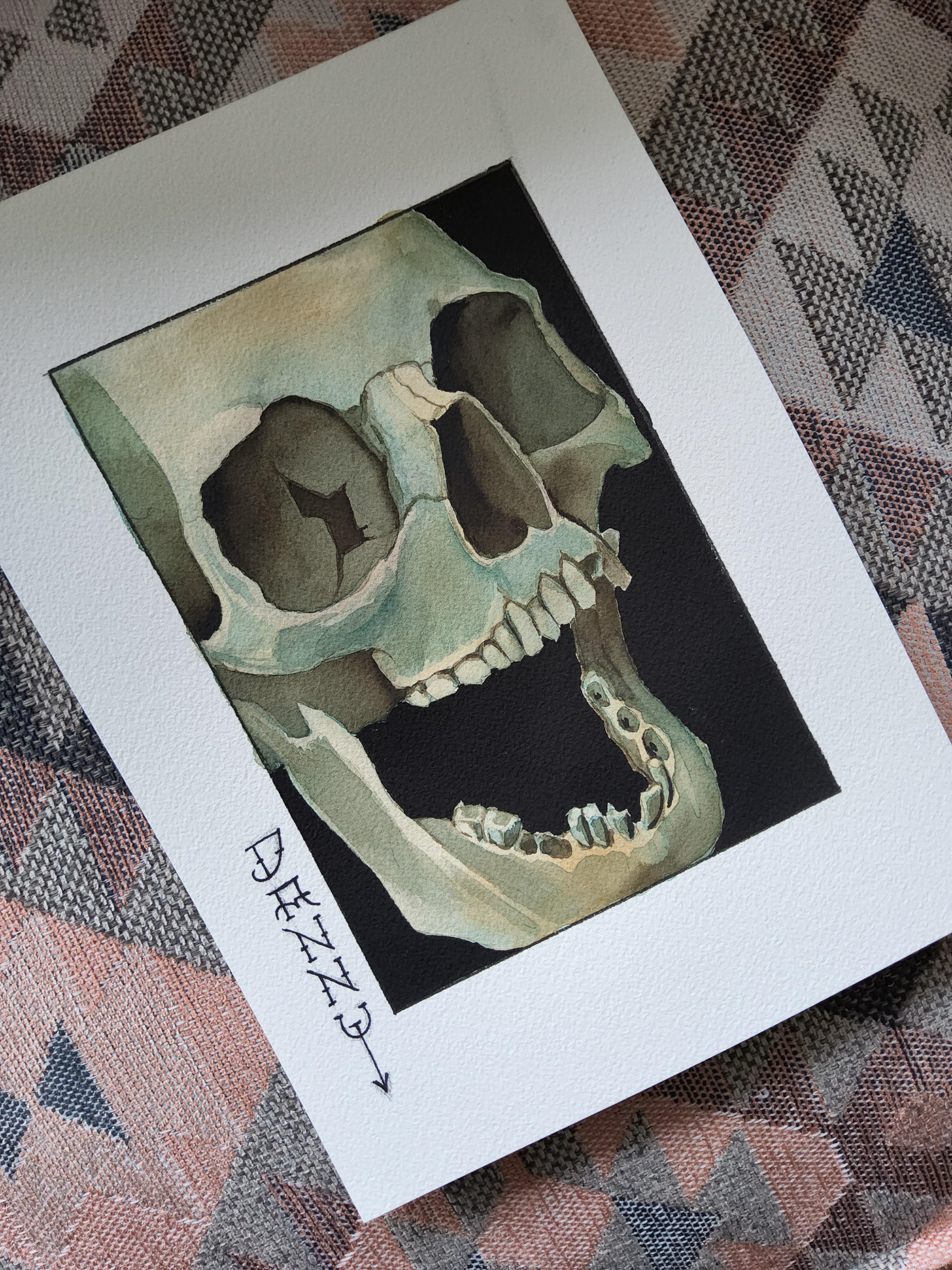 skull watercolors Watercolours artstudy darkart aquarell