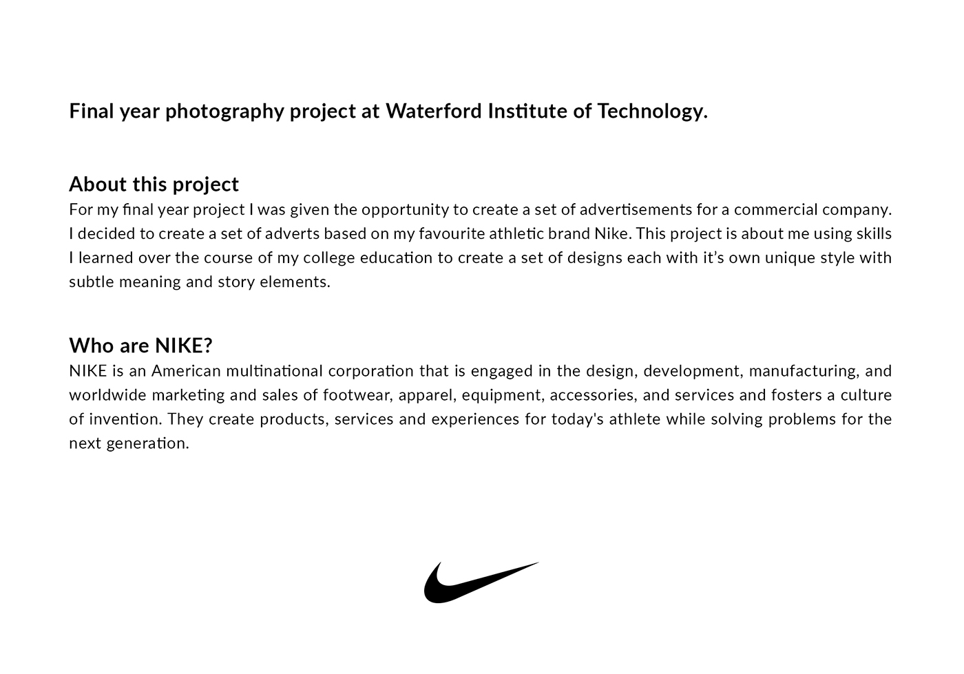 Nike Space  advertisements shoe adamdoyle design adobeawards wit waterford Institute of Technology