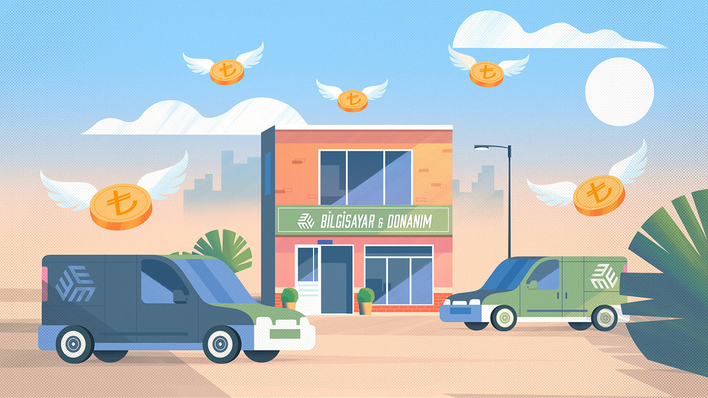 animation  ILLUSTRATION  digital painting brush color art car banking money shop