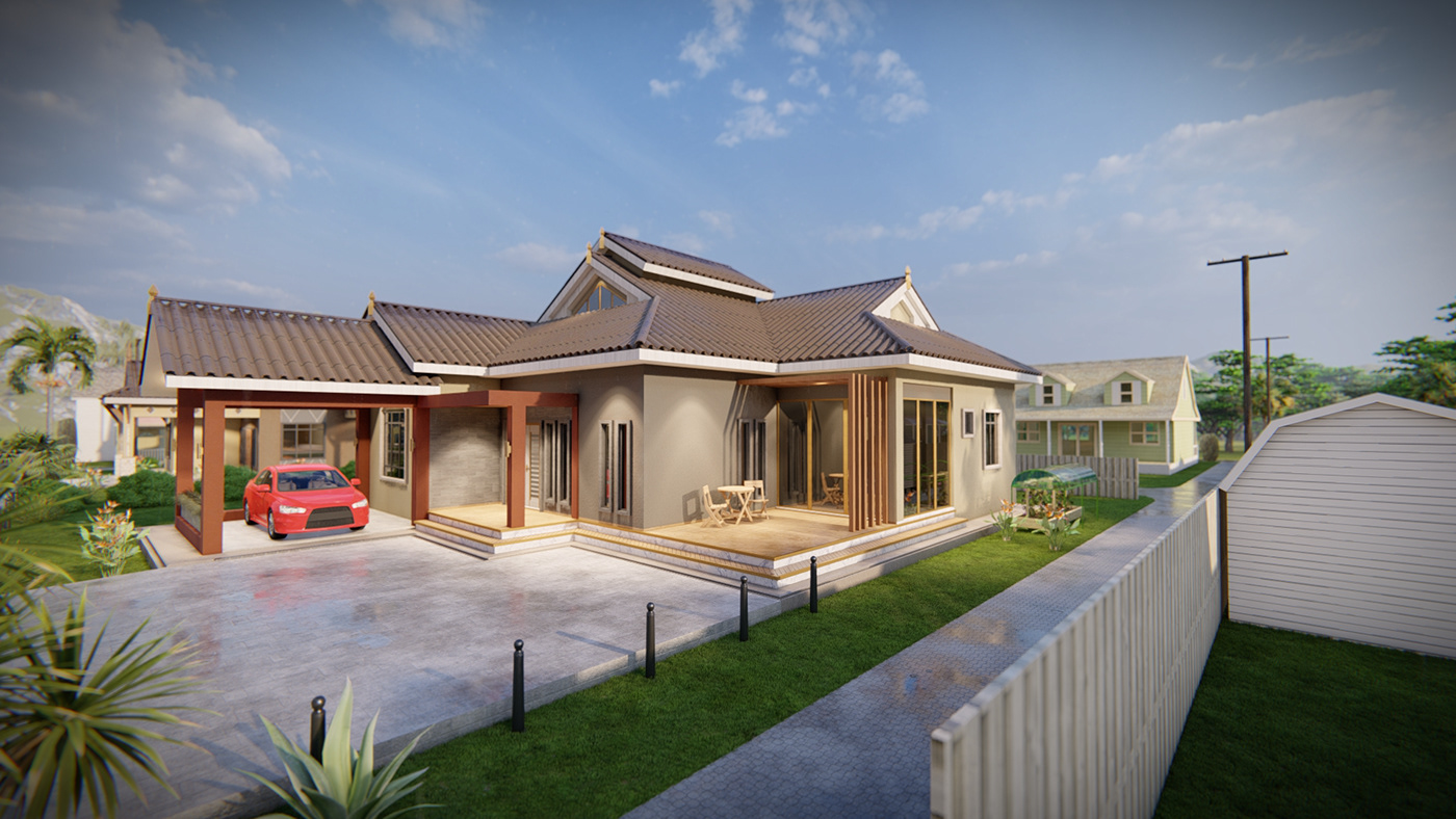 house architecture Render visualization 3D modern traditional concept visual