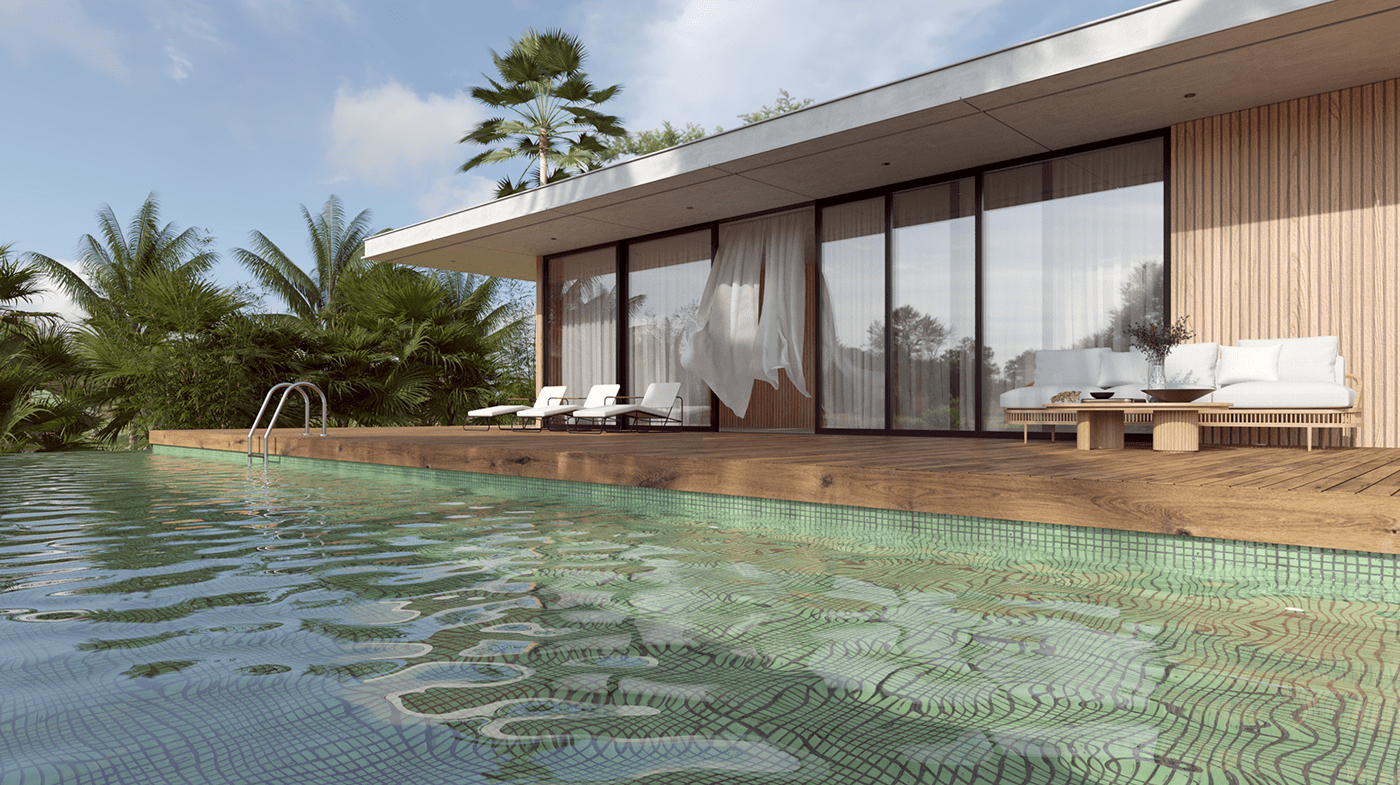 3D 3D Rendering exterior Exterior rendering exterior visualization modeling palmtree Pool