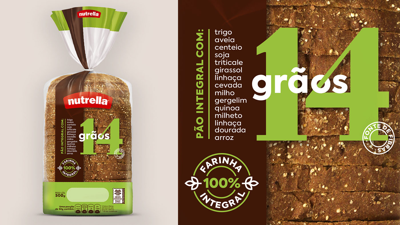 functional food graphic design  Packaging functional packaging Bread packaging embalagem tipografia pao Alimento Funcional all type