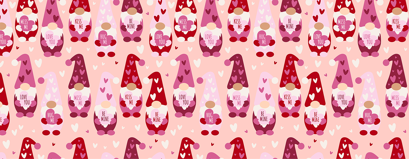 cute decor gnome heart home decor Love Repeat Pattern Surface Pattern valentine Valentine's Day