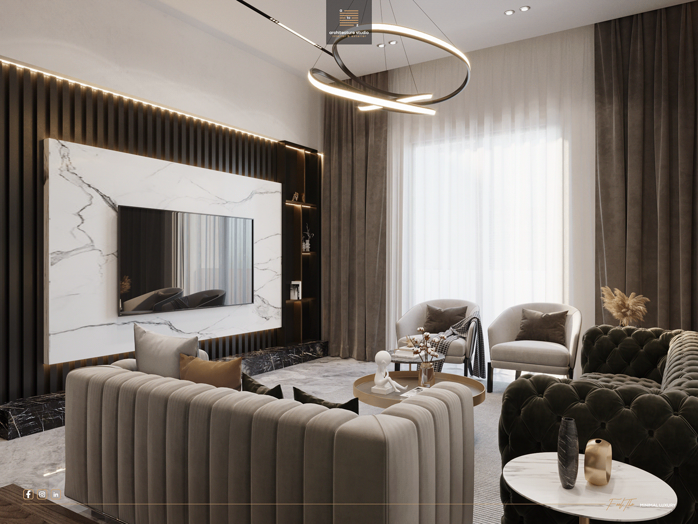 luxury modern architecture visualization Render corona openkitchen reception dining