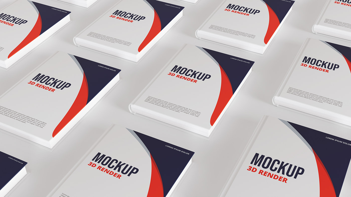 3d render book cover design Mockup