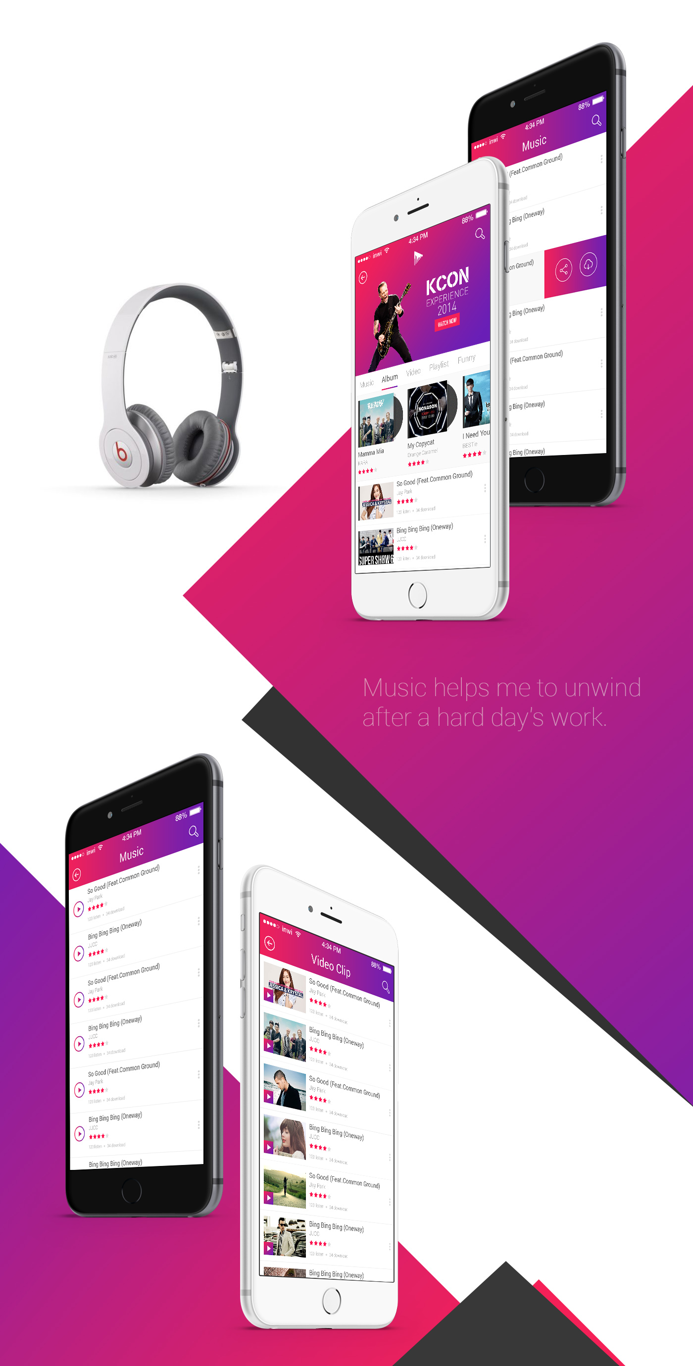music app ui ux flat app application Website Design ios 8 android l music application ui flat gunno gunno design ho chi minh vietnam