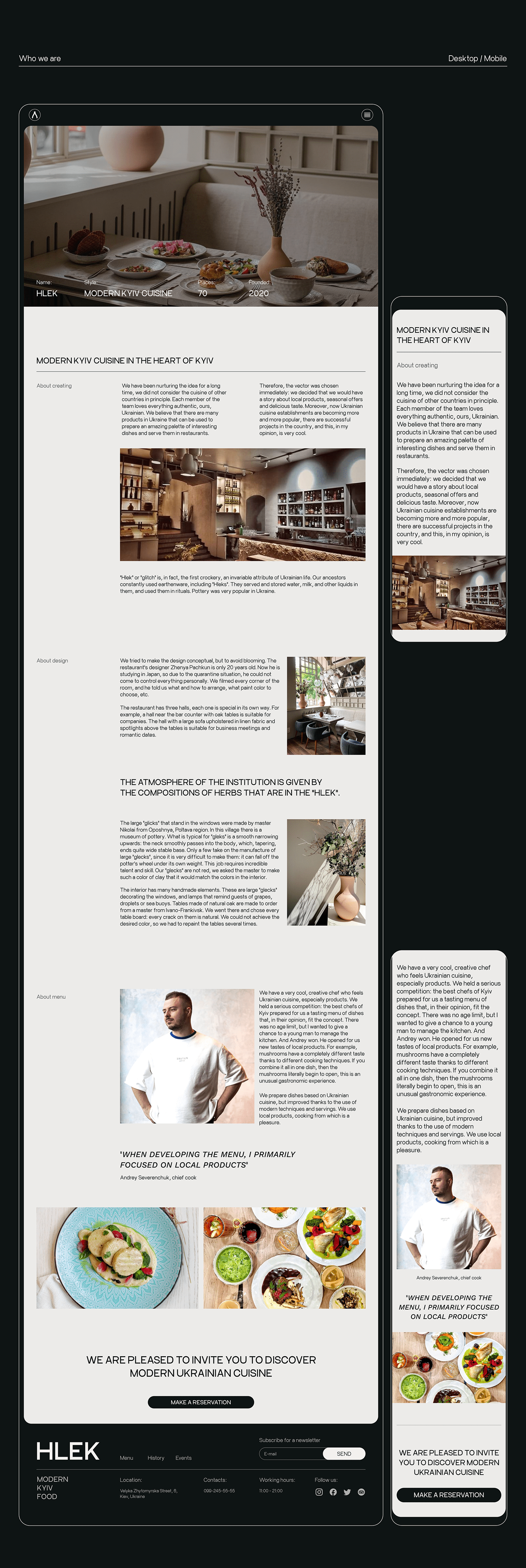 concept landing page redesign restaurant UI UI/UX user interface ux Web Design  Website