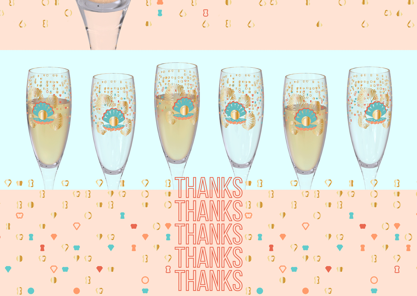 cheers design drink glass graphic pantone party pearl print Prosecco