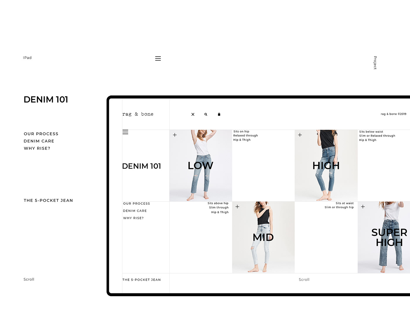Fashion  design Web simple e-commerce rag and bone uiux interaction minimal app