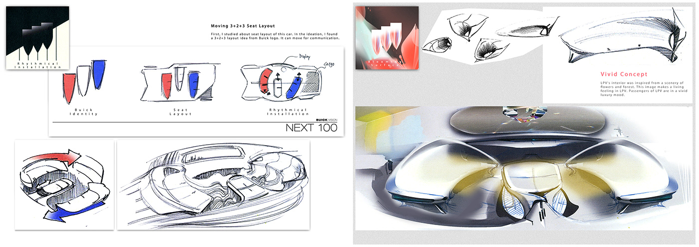 interior design  car design buick exterior design concept car internship Interior automotive   sketch rendering