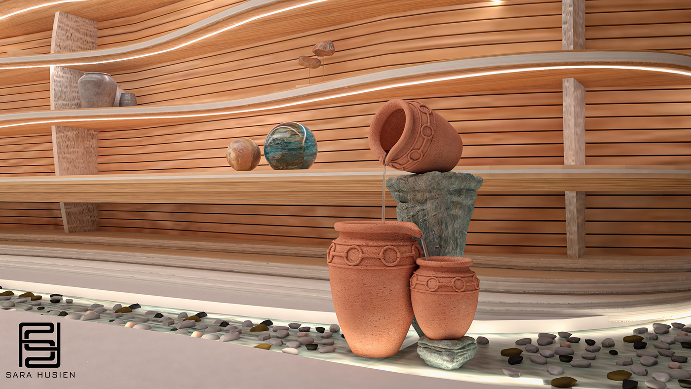 indoor architecture modern Render 3D 3ds max vray stoneware