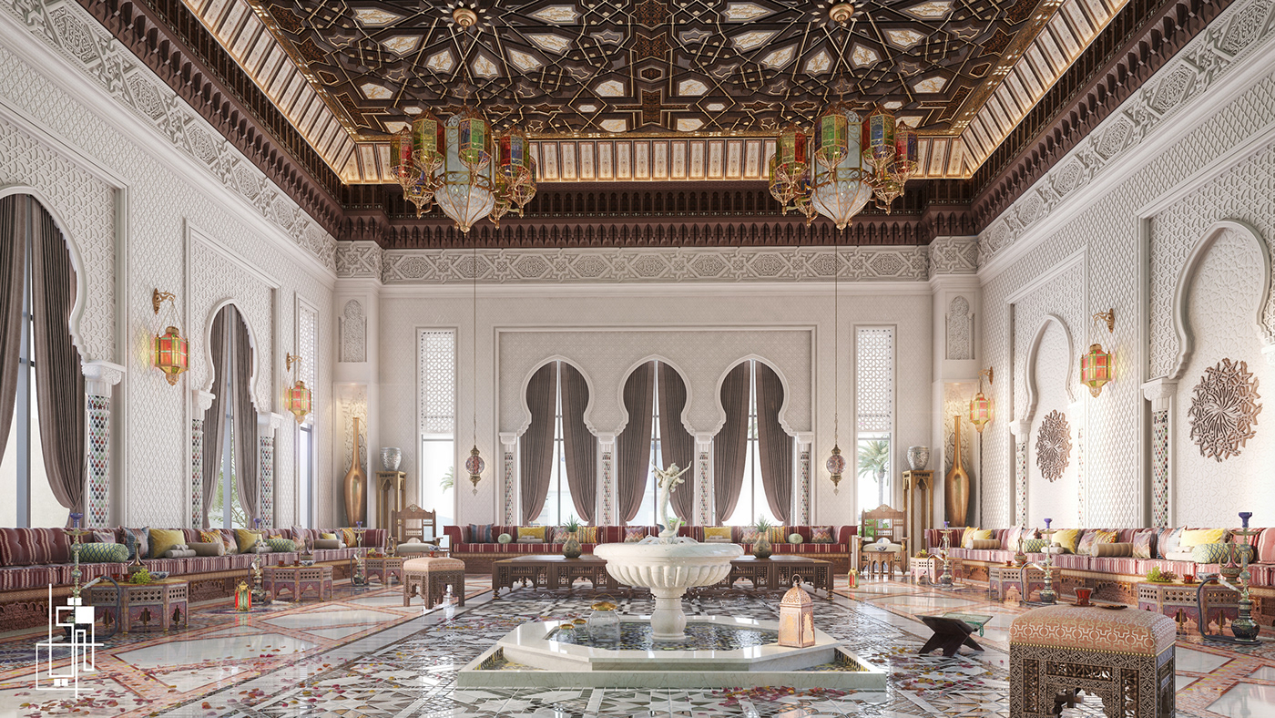 andalusian majlis Arabian Majlis architecture design Interior interior design  islamic majlis living room design MAJLIS Render